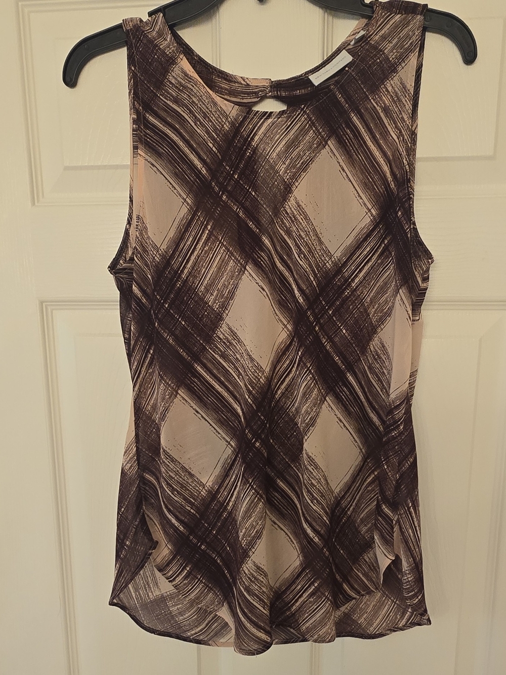 Sleeveless Mauve & Burgundy Brushstroke Print Top
